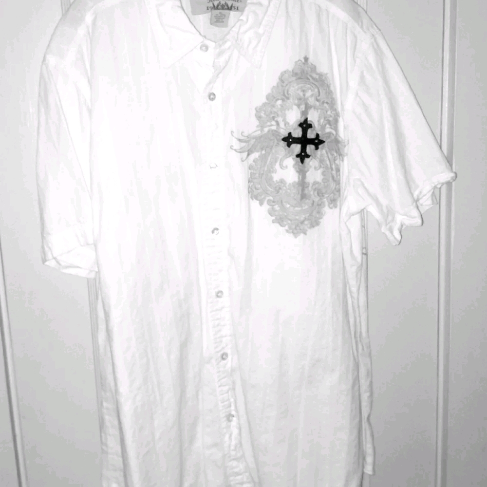 Graphic Design White Button Up